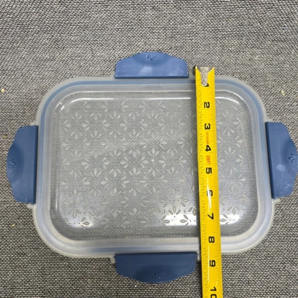 Princess House Fantasia Fresh Replacement Lid 11x8.5 Floral Embossed Blue‎ Clear